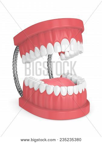 3D Render Of Jaw Model With Teeth Over White