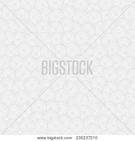 Concentric Circles. Monochrome Seamless Pattern In Japanese Style. Asia Art, Grey Abstract Geometry 