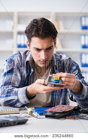 Computer hardware repair and fixing concept by experienced techn