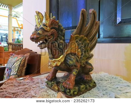 Jakarta, Indonesia - June 8, 2017: A Statue Of Indonesian Wayang Evil Character The Giant Rahwana.