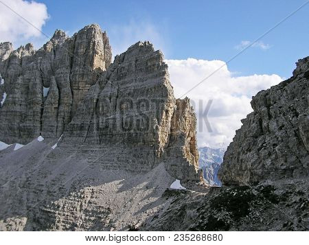 Landscape: Sexten Dolomites. View On The Paek Near The Tre Cimes.