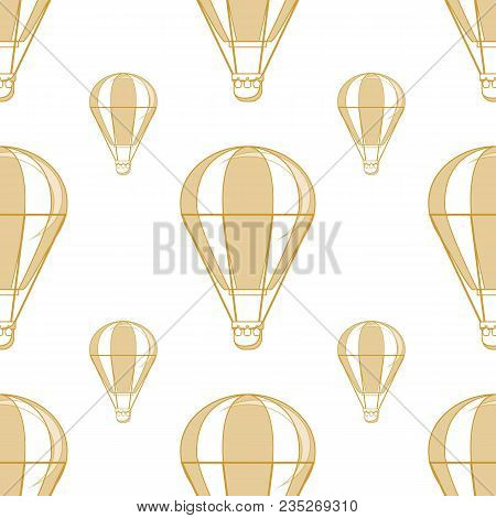 Hot Air Balloon Seamless Pattern On A White Background. Stock Flat Vector Illustration.