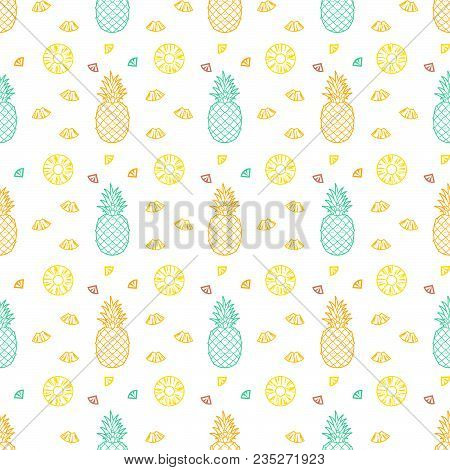 Pineapple Fruits Seamless Summer Pattern Background Vector Format