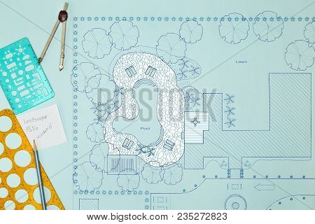 Blueprint Landscape Architect Design Backyard Plan For Villa