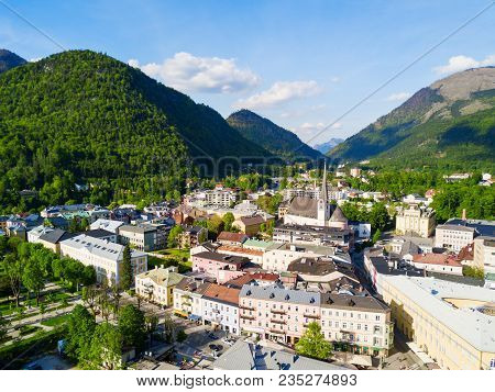 Bad Ischl Aerial Panoramic View, Austria. Bad Ischl Is A Spa Town In The Centre Of The Salzkammergut