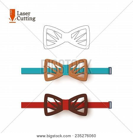 Laser Cut Bow-tie Template. Vector Silhouette For Cutting A Bow Tie On A Lathe Made Of Wood, Metal, 