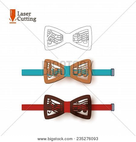Laser Cut Bow-tie Template. Vector Silhouette For Cutting A Bow Tie On A Lathe Made Of Wood, Metal, 