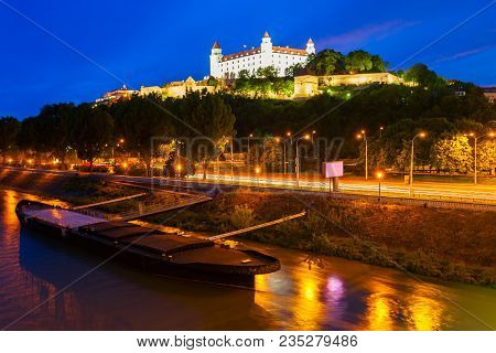 Bratislava Castle Or Bratislavsky Hrad Is The Main Castle Of Bratislava, Capital Of Slovakia At Suns