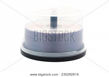 Dvd Or Cd Case Full Of Disc Media Against An Isolated White Background In Studio.