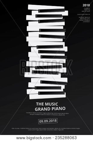 Music Grand Piano Poster Background Template Vector Illustration