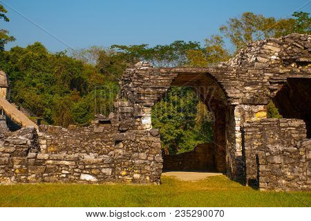 Palenque, Chiapas, Mexico: The Palace, One Of The Mayan Buiding Ruins In Palenque. Palenque Was Decl