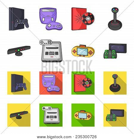 Game And Tv Set-top Box Cartoon, Flat Icons In Set Collection For Design.game Gadgets Vector Symbol 