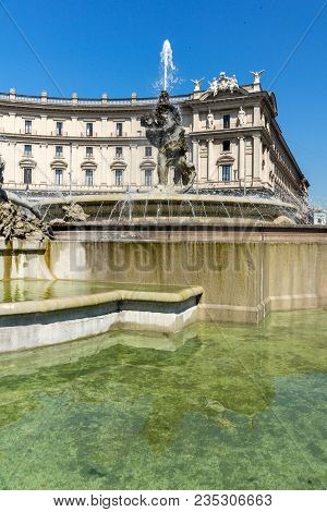 Rome, Italy - June 22, 2017: Amazing View Of Piazza Della Repubblica, Rome, Italy