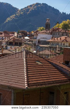 Metsovo, Epirus, Greece - October 19, 2013: Autumn View Of Village Of Metsovo Near City Of Ioannina,