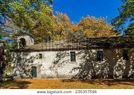 Metsovo, Epirus, Greece - October 19, 2013: Autumn View Of Orthodox Church In Village Of Metsovo, Ep