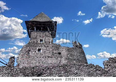 Nevitsky Castle In The Afternoon. Ruins Of An Ancient Castle In The Carpathians. Ukraine.