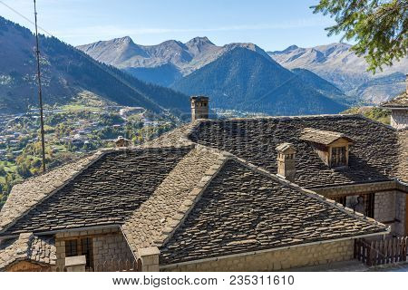 Metsovo, Epirus, Greece - October 19, 2013: Autumn View Of Village Of Metsovo Near City Of Ioannina,