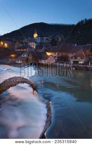 Nightfall In Lods, Doubs Department,  Bourgogne-franche-comte, France