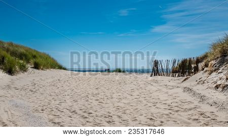 View Over The Dunes Towards The Seashore Of The Frisian Wadden Island Of Ameland, Netherlands