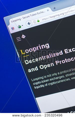 Ryazan, Russia - March 29, 2018 - Homepage Of Lupring Crypto Currency On A Pc Loopring.org