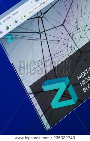 Ryazan, Russia - March 29, 2018 - Homepage Of Zilliqa Crypto Currency On The Pc Display, Web Address