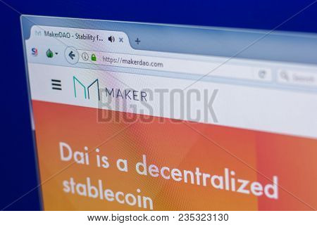 Ryazan, Russia - March 29, 2018 - Homepage Of Maker Crypto Currency On The Pc Display, Web Address -