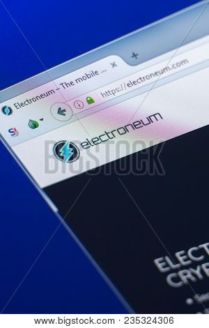 Ryazan, Russia - March 29, 2018 - Homepage Of Electroneum Crypto Currency On The Pc Display, Web Add