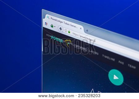 Ryazan, Russia - March 29, 2018 - Homepage Of Power Ledger Crypto Currency On The Pc Display, Web - 
