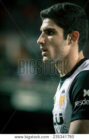 VALENCIA, SPAIN - APRIL 8: Guedes during Spanish La Liga match between Valencia CF and RCD Espanyol at Mestalla Stadium on April 8, 2018 in Valencia, Spain