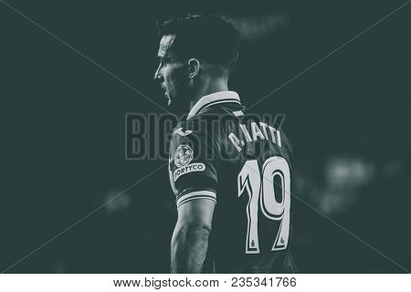 VALENCIA, SPAIN - APRIL 8: Piatti during Spanish La Liga match between Valencia CF and RCD Espanyol at Mestalla Stadium on April 8, 2018 in Valencia, Spain