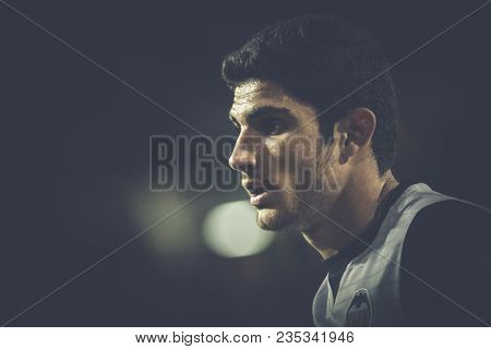 VALENCIA, SPAIN - APRIL 8: Guedes during Spanish La Liga match between Valencia CF and RCD Espanyol at Mestalla Stadium on April 8, 2018 in Valencia, Spain