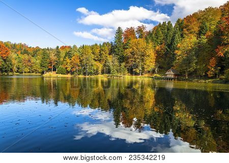 Trakoscan Lake On A Sunny Autumn Day