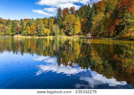 Trakoscan Lake On A Sunny Autumn Day