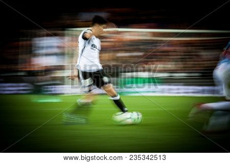 VALENCIA, SPAIN - APRIL 8: Carlos Soler during Spanish La Liga match between Valencia CF and RCD Espanyol at Mestalla Stadium on April 8, 2018 in Valencia, Spain
