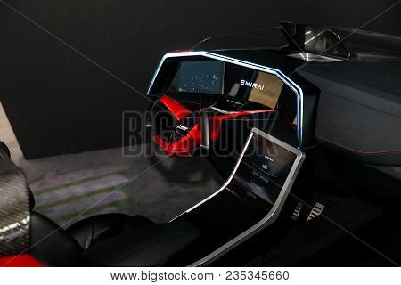 Hannover, Germany - March, 2017: Assisted Driving Concept Car By Mitsubishi On Exhibition Cebit 2017
