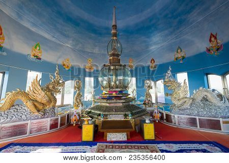 Chiang Mai, Thailand - January 22, 2018: Beautiful Interior Of The Sculpture Within The Glass Pagoda