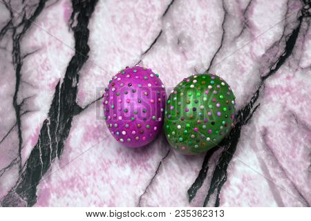Easter Eggs In Beads In Different Colors