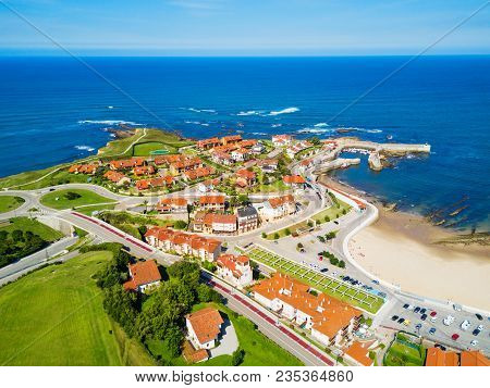 Comillas City Aerial Panoramic View, Cantabria Region Of Spain