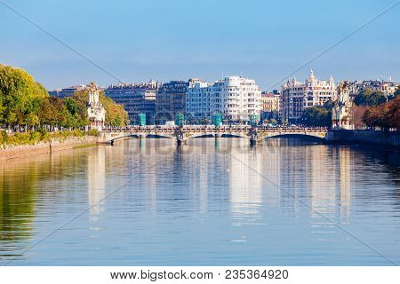 Puente Maria Cristina Bridge In San Sebastian Or Donostia City In Spain