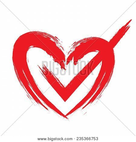 Check Mark In Heart, Vector Illustration Isolated On White