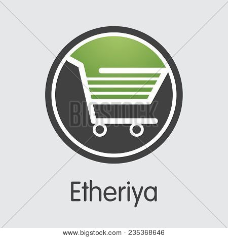 Virtual Currency Etheriya. Net Banking And Riya Mining Vector Concept. Blockchain Cryptocurrency Min