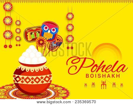 Poster Or Banner Of Bengali New Year Pohela Boishakh Greeting Card Background.