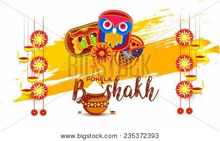 Poster Or Banner Of Bengali New Year Pohela Boishakh Greeting Card Background.