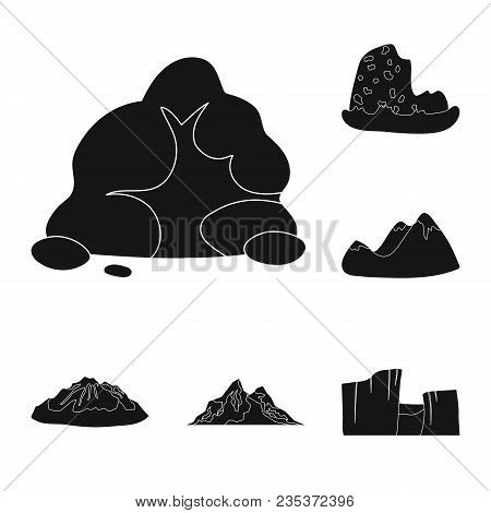 Different Mountains Black Icons In Set Collection For Design.mountains And Landscape Vector Symbol S