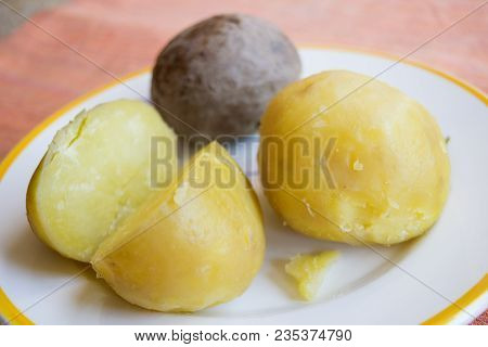 Boiled Potato Whithout Peel Approached To One With The Peel