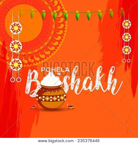 Poster Or Banner Of Bengali New Year Pohela Boishakh Greeting Card Background.