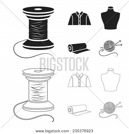 A Man Shirt, A Mannequin, A Roll Of Fabric, A Ball Of Threads And Knitting Needles.atelier Set Colle
