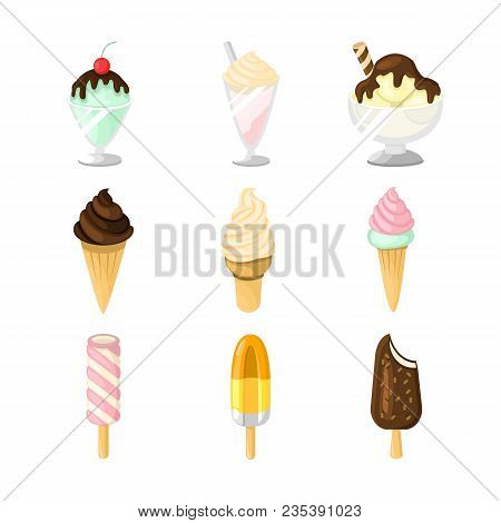 Various Ice Cream Type Vector Illustration Graphic Design Set