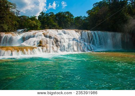 Cascadas De Agua Azul Waterfalls. Agua Azul. Yucatan. Mexico Palenque