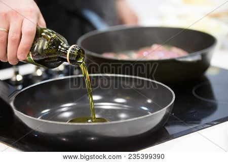 Pour Vegetable Oil On A Frying Pan